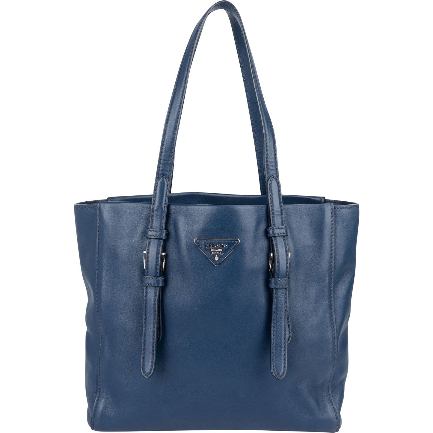 Prada Blue Leather Tote Shoulder Bag