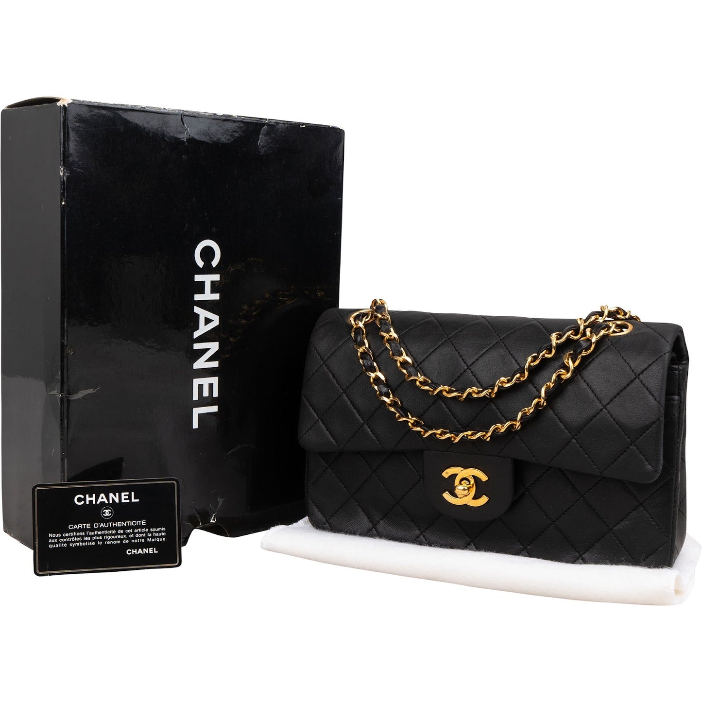 Chanel Quilted Lambskin Small 24K Gold Double Flap Shoulder Bag