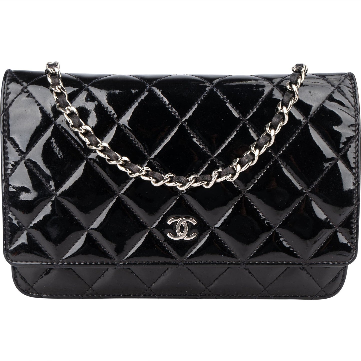 Chanel Quilted Patent Leather Wallet On Chain Crossbody Bag