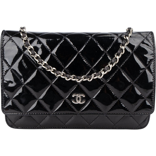 Chanel Quilted Patent Leather Wallet On Chain Crossbody Bag