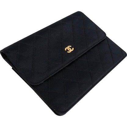 Chanel Quilted Satin Crystal CC Flap Clutch