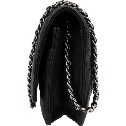 Chanel Quilted Lambskin Palladium Wallet On Chain Crossbody Bag