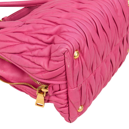 Miu Miu Pink Matelassé Nappa Leather Handbag