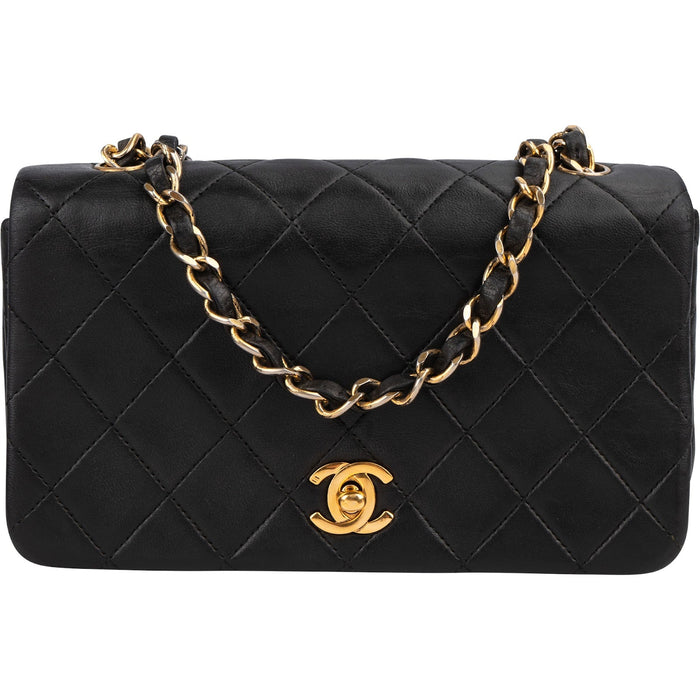Chanel Quilted Lambskin Small 24K Gold Single Flap Crossbody Bag