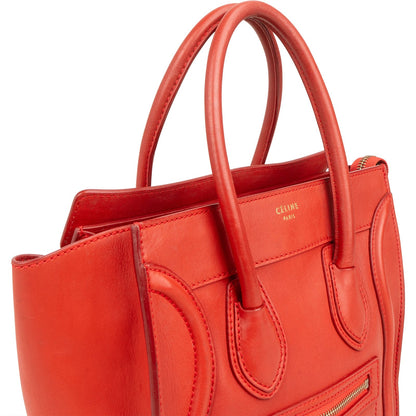 Céline Red Calf Leather Luggage Handbag