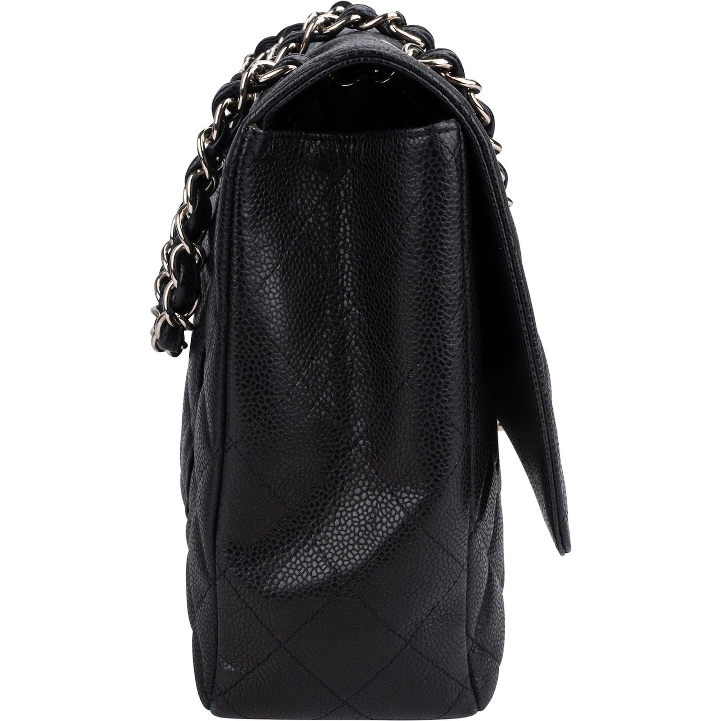 Chanel Quilted Caviar Leather Palladium Maxi Single Flap Crossbody Bag