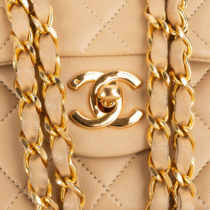 Chanel Quilted Lambskin 24K Gold Small Double Flap Shoulder Bag