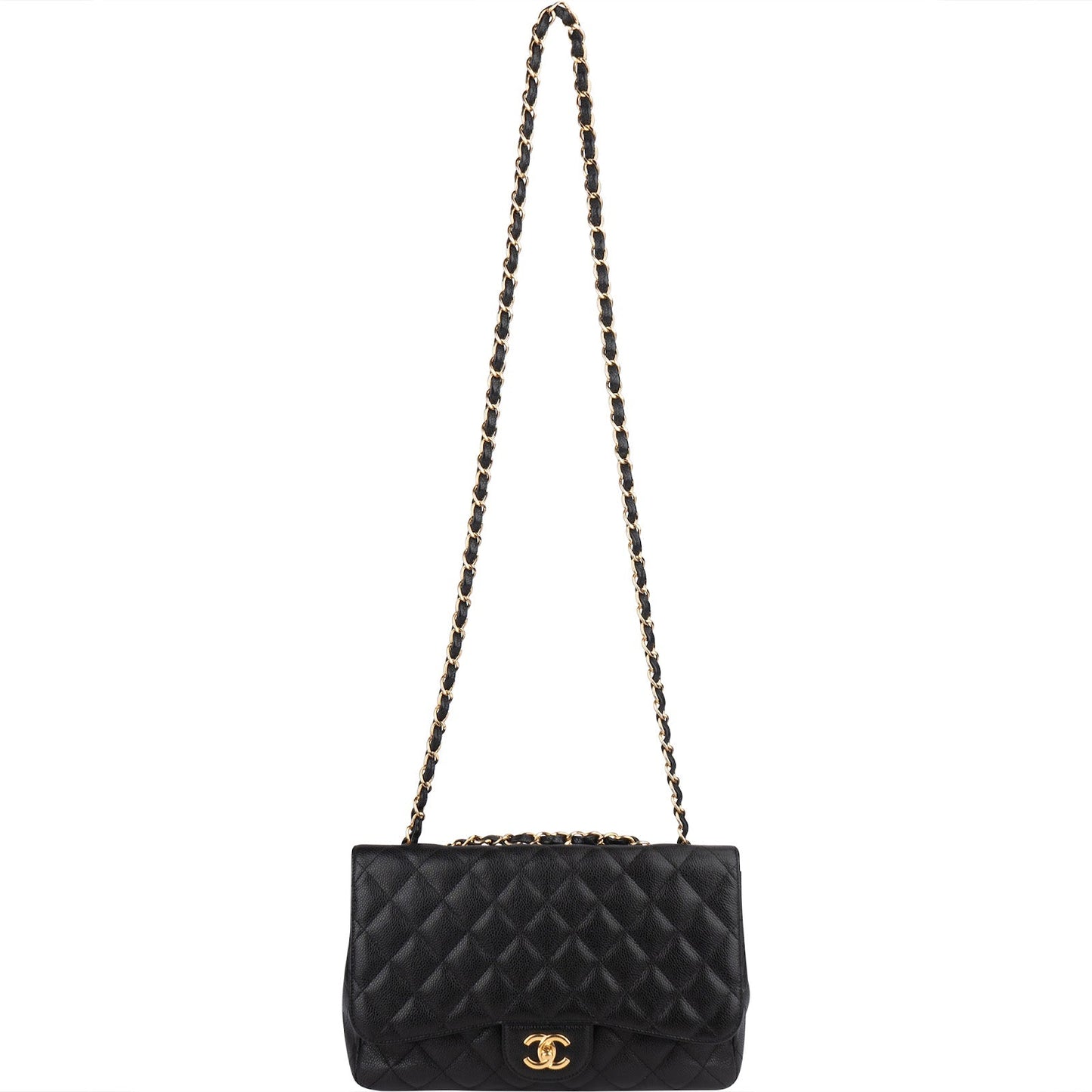 Chanel Quilted Caviar Leather Jumbo Single Flap Crossbody Bag
