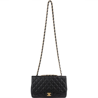 Chanel Quilted Caviar Leather Jumbo Single Flap Crossbody Bag