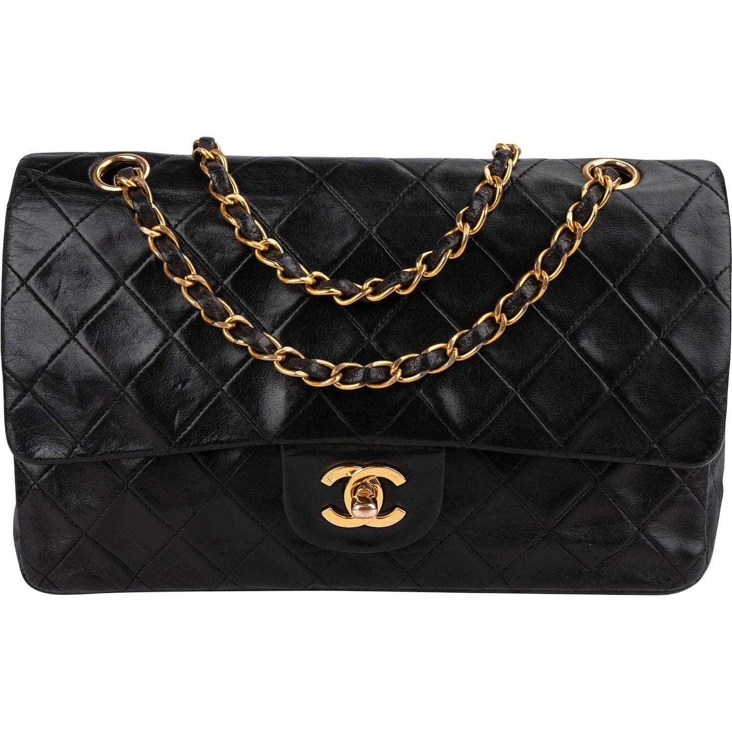 Chanel Quilted Lambskin 24K Gold Medium Double Flap Shoulder Bag