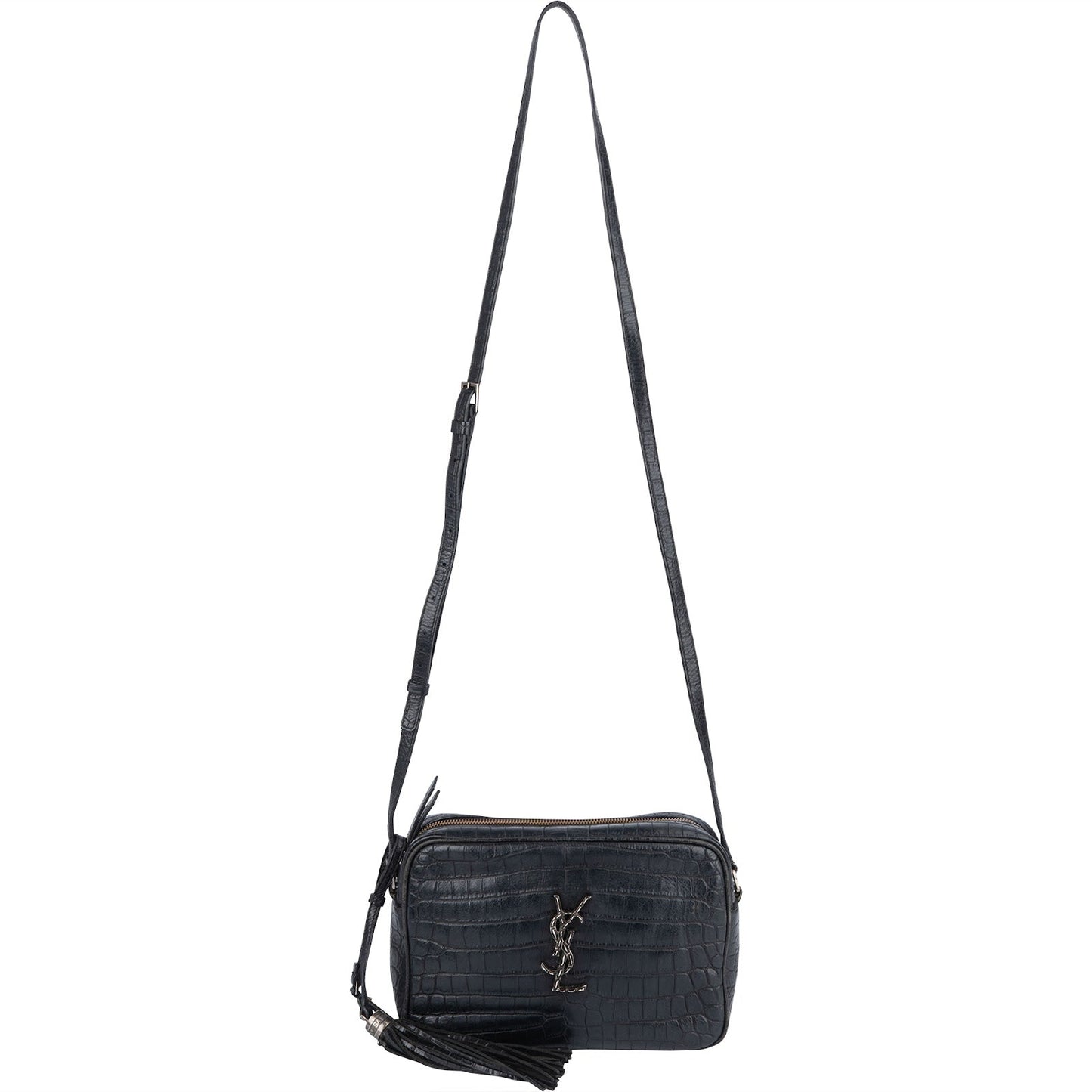 Saint Laurent Croc-Embossed Leather Lou Camera Crossbody Bag