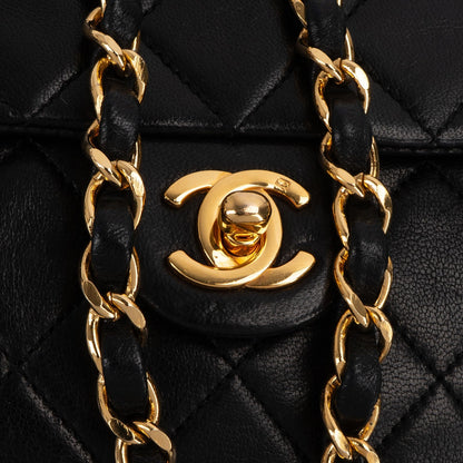 Chanel Quilted Lambskin Rectangular 24K Gold Single Flap Crossbody Bag