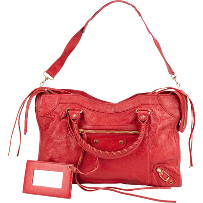 Balenciaga Red Leather City Handbag