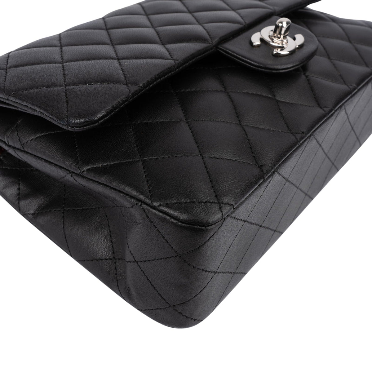 Chanel Quilted Lambskin Palladium Medium Double Flap Shoulder Bag