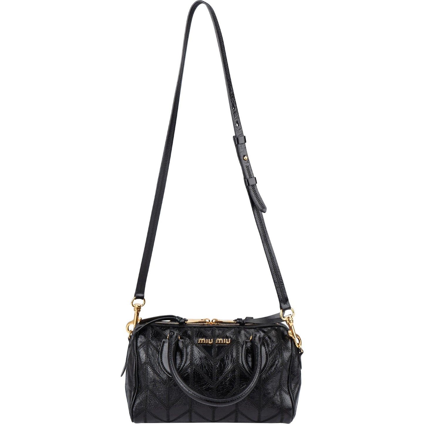 Miu Miu Vitello Shine Lux Stitched Small Bauletto Handbag
