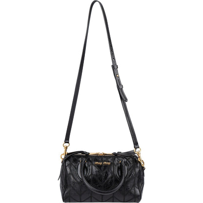 Miu Miu Vitello Shine Lux Stitched Small Bauletto Handbag