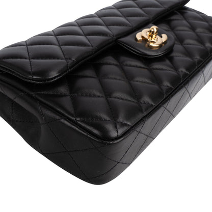 Chanel Quilted Lambskin East West Single Flap Shoulder Bag