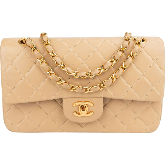Chanel Quilted Lambskin 24K Gold Small Double Flap Shoulder Bag