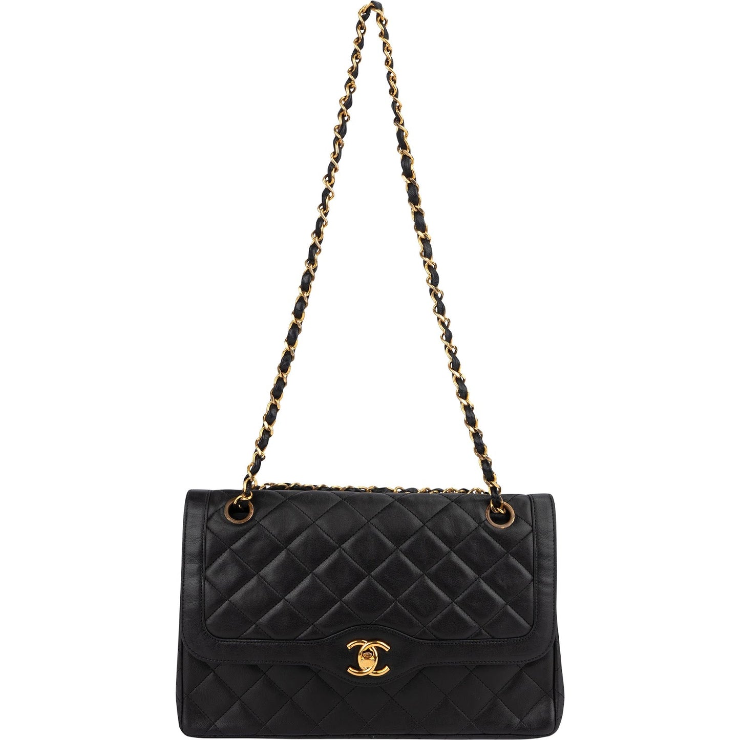 Chanel Quilted Lambskin 24K Gold Double Flap Shoulder Bag