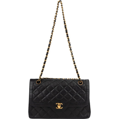 Chanel Quilted Lambskin 24K Gold Double Flap Shoulder Bag