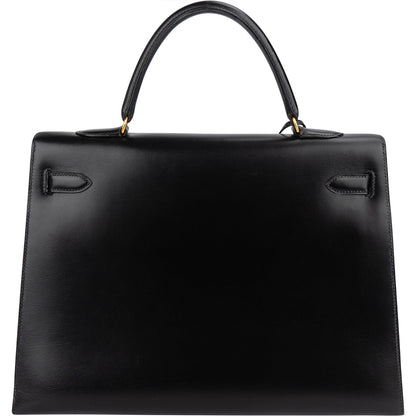 Hermès Noir Boxcalf Kelly 35 Sellier Handbag