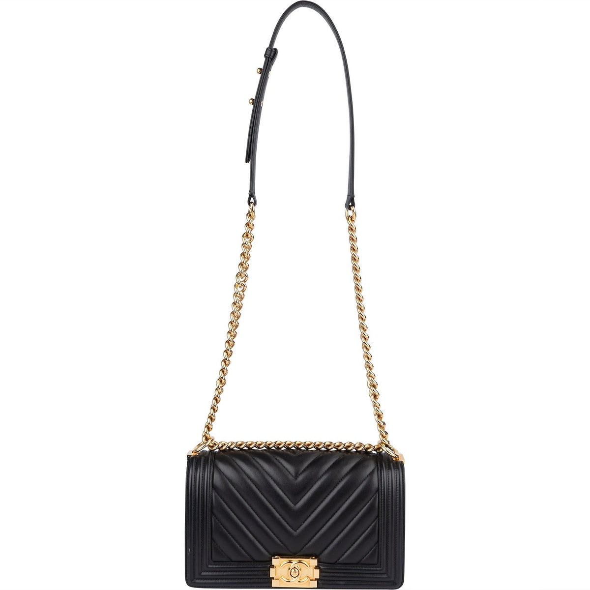 Chanel Quilted Chevron Boy Single Flap Crossbody Bag