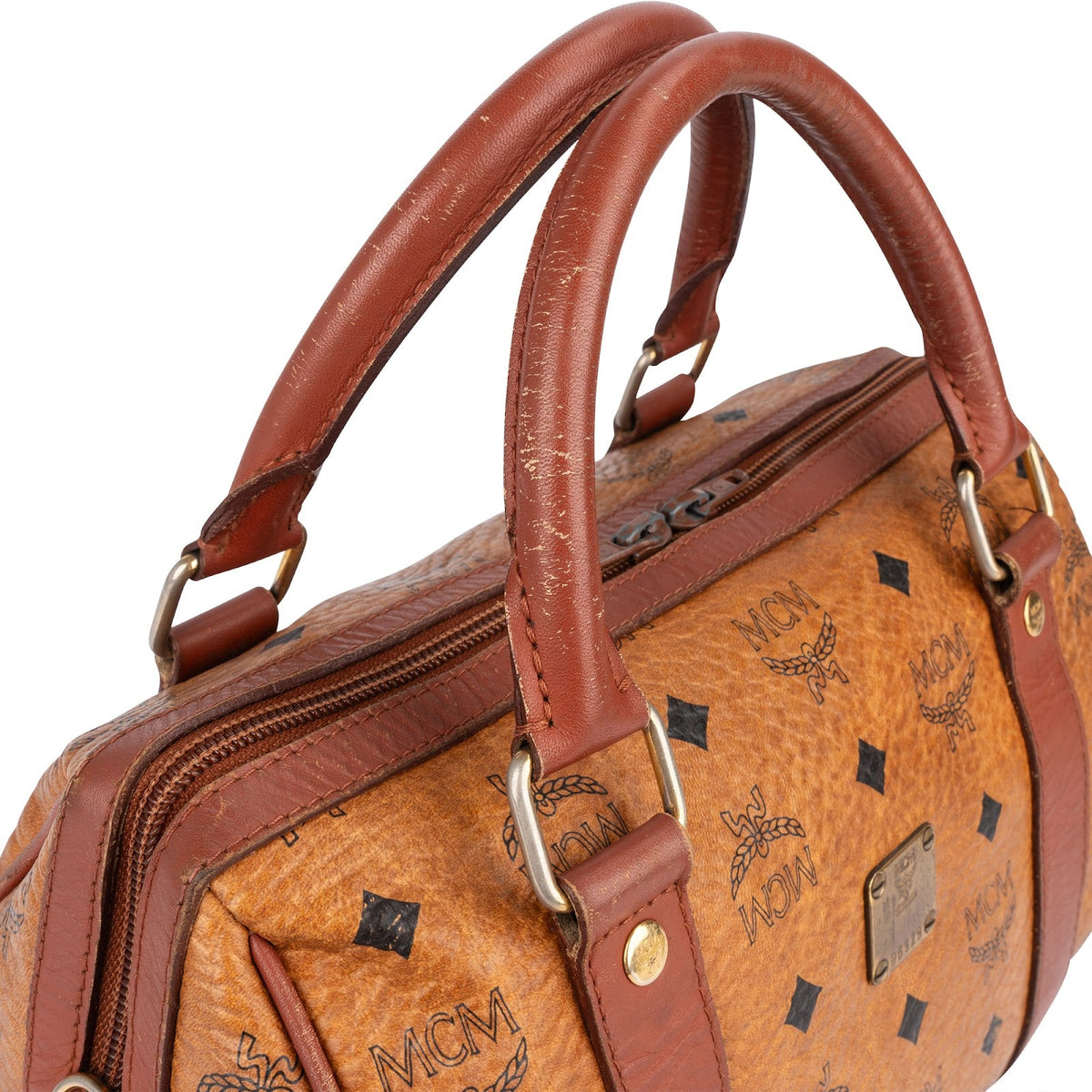 MCM Monogram Visetos Small Boston Handbag