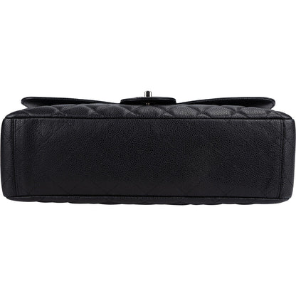 Chanel Quilted Caviar Leather Palladium Maxi Single Flap Crossbody Bag
