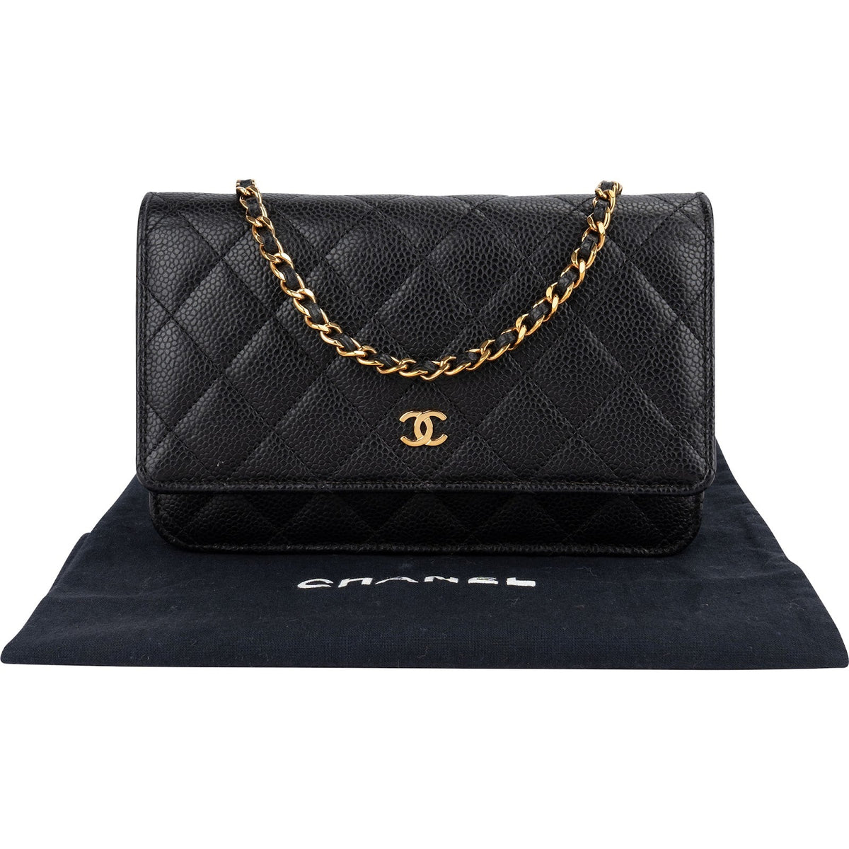 Chanel Quilted Caviar Leather Wallet On Chain Crossbody Bag