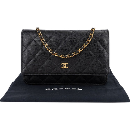 Chanel Quilted Caviar Leather Wallet On Chain Crossbody Bag