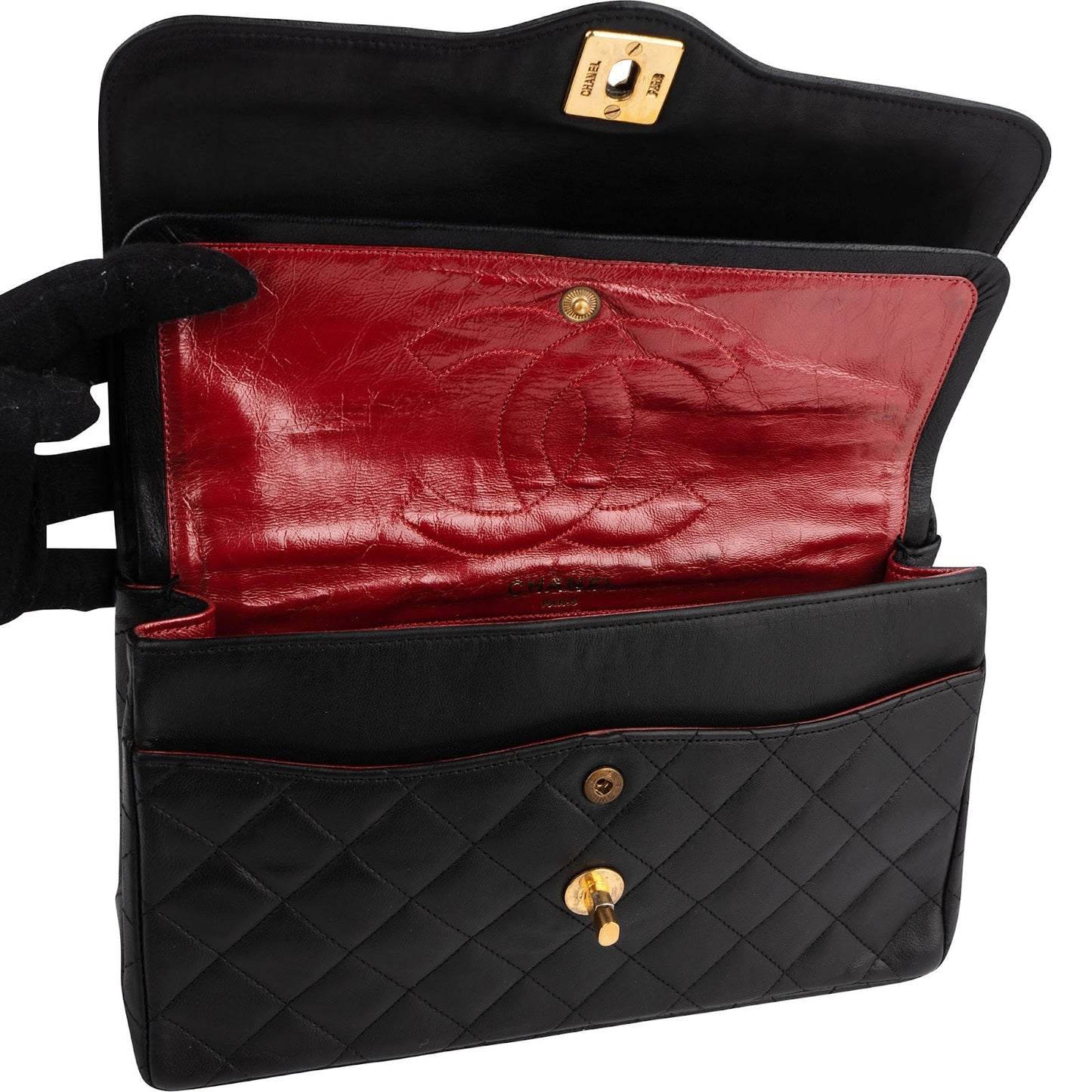 Chanel Quilted Lambskin 24K Gold Double Flap Shoulder Bag