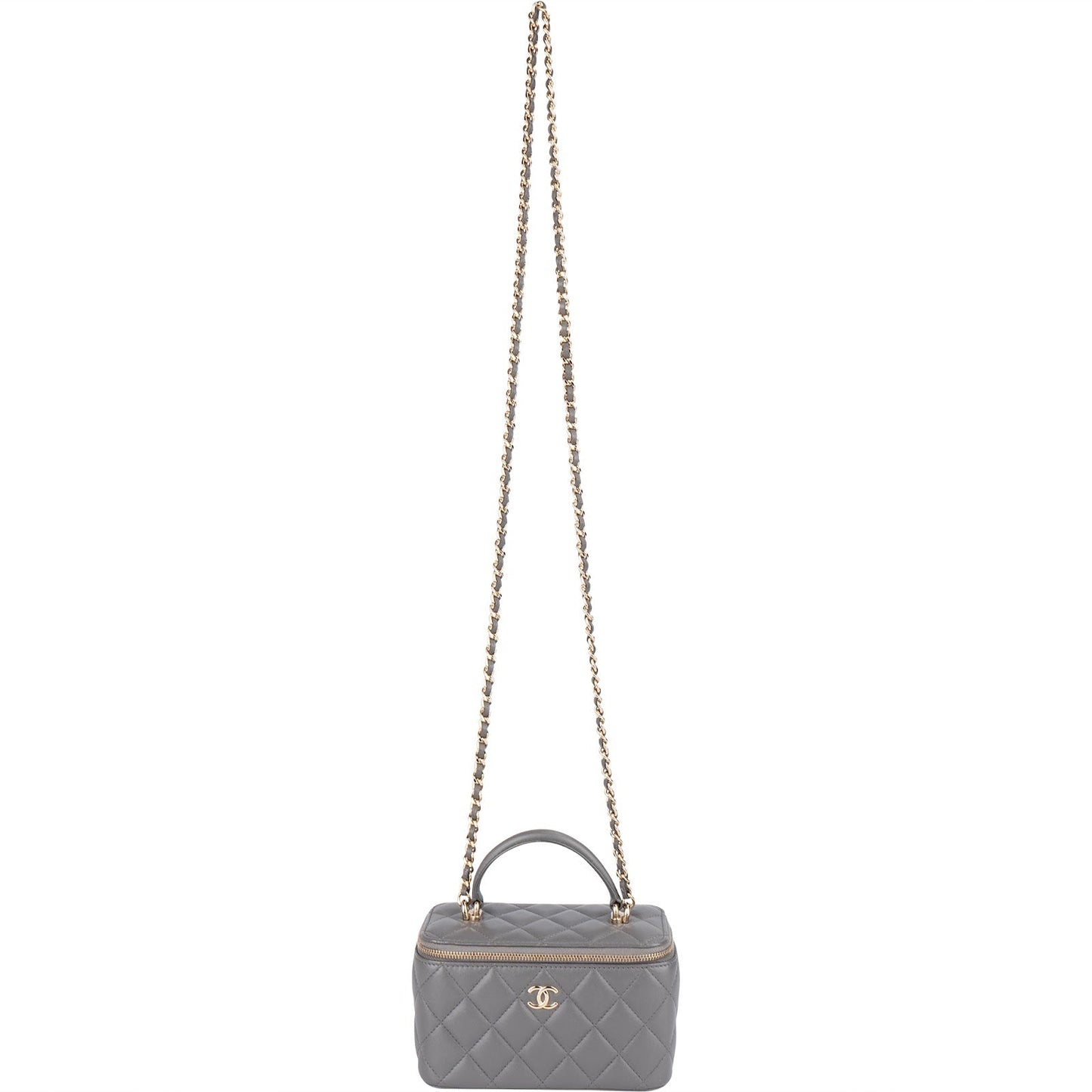 Chanel Quilted Lambskin Top Handle Vanity Case Crossbody Bag