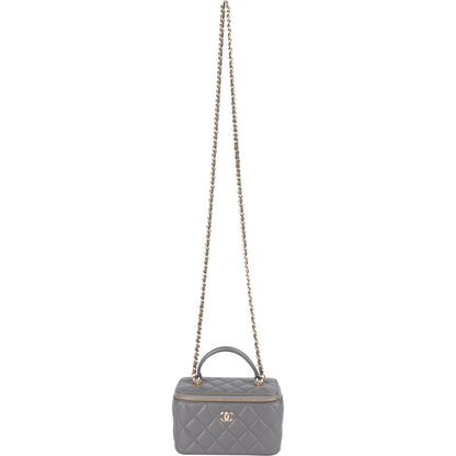 Chanel Quilted Lambskin Top Handle Vanity Case Crossbody Bag