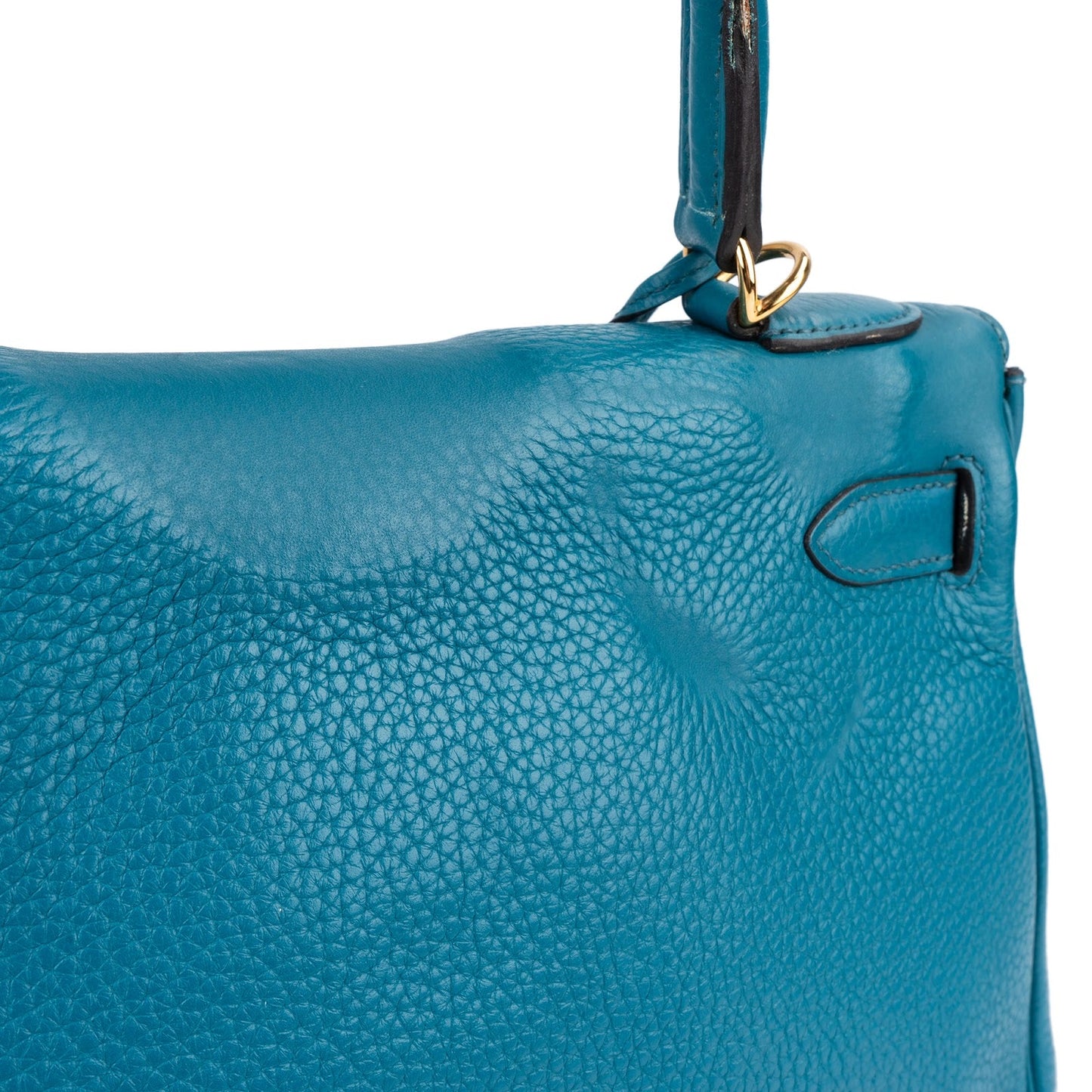 Hermès Bleu Izmir Clemence Leather Kelly 32 Handbag
