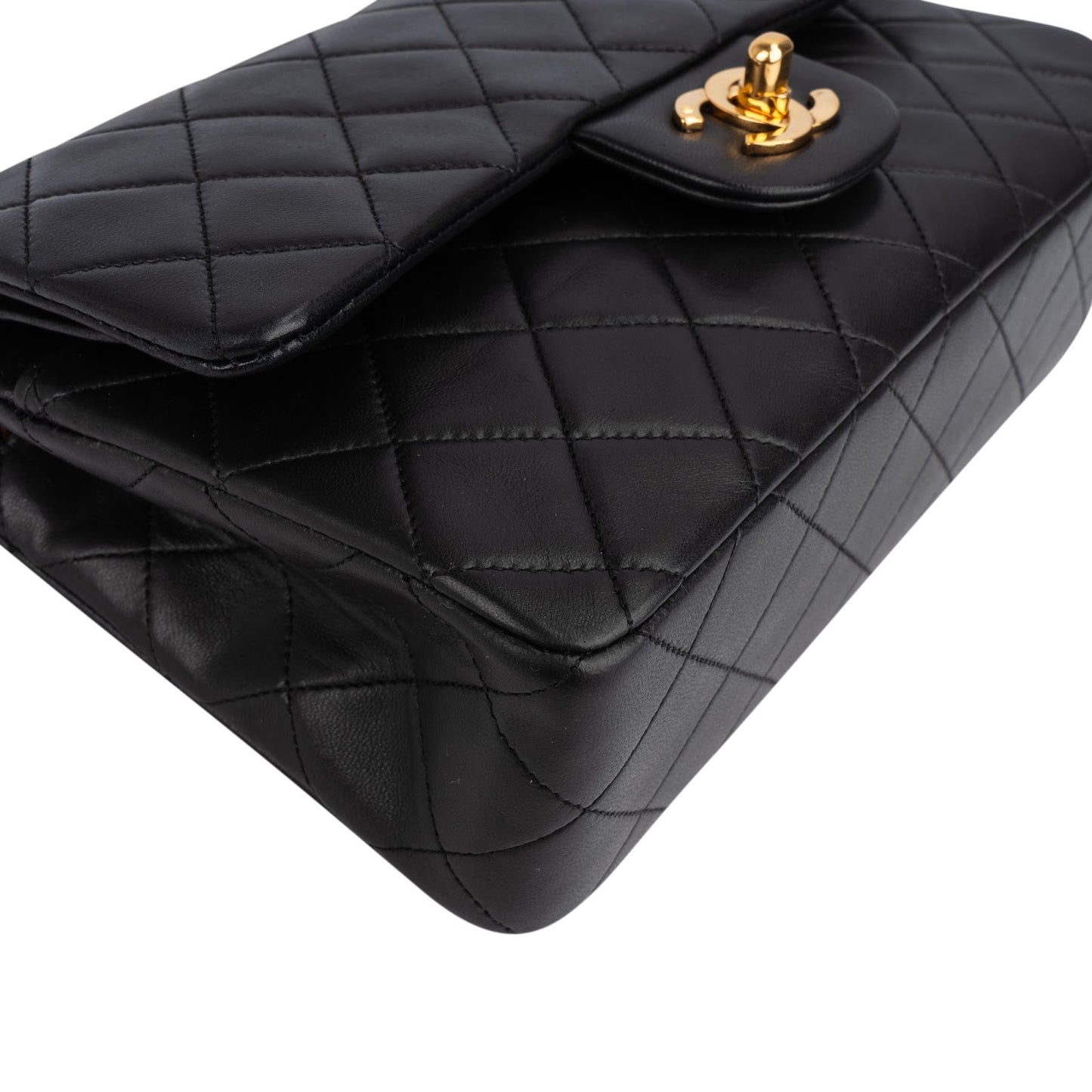 Chanel Quilted Lambskin 24K Gold Small Double Flap Shoulder Bag