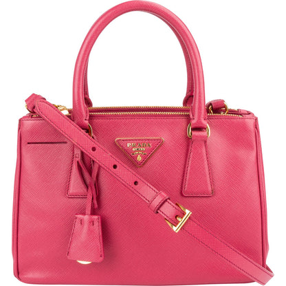 Prada Pink Saffiano Leather Small Galleria Handbag