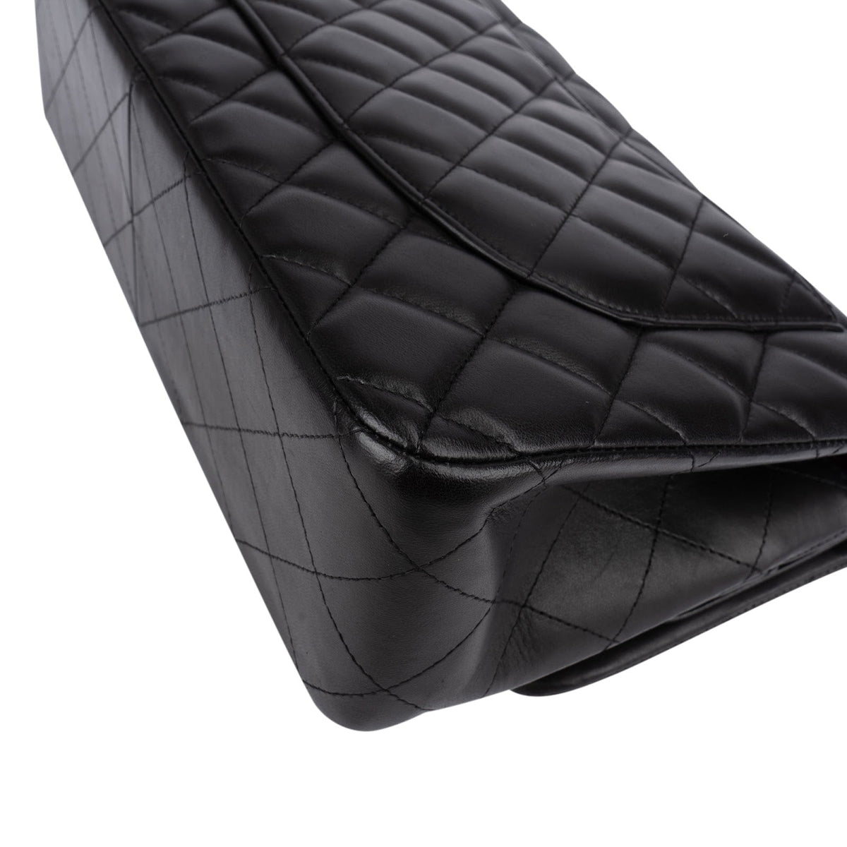 Chanel Quilted Lambskin Palladium Jumbo Double Flap Crossbody Bag