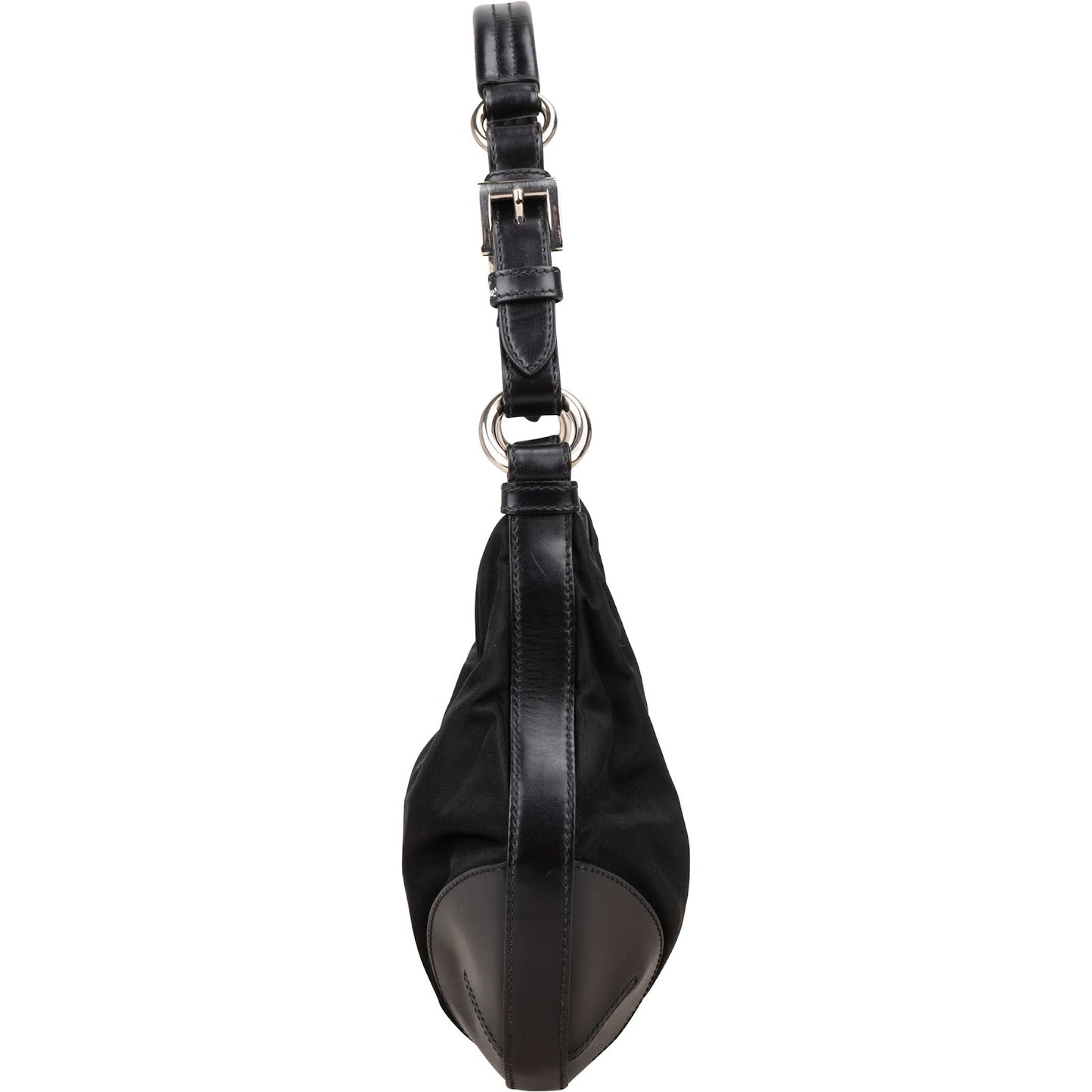 Prada Tessuto and Leather Triangle Hobo Shoulder Bag