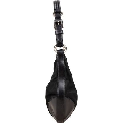 Prada Tessuto and Leather Triangle Hobo Shoulder Bag