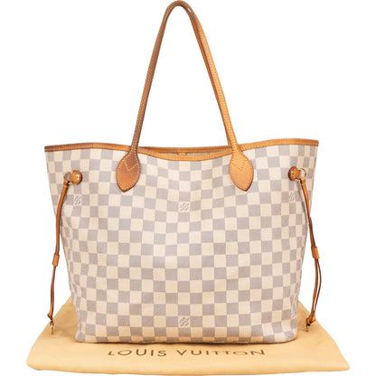 Louis Vuitton Monogram Damier Azur Canvas Neverfull MM Shoulder Bag