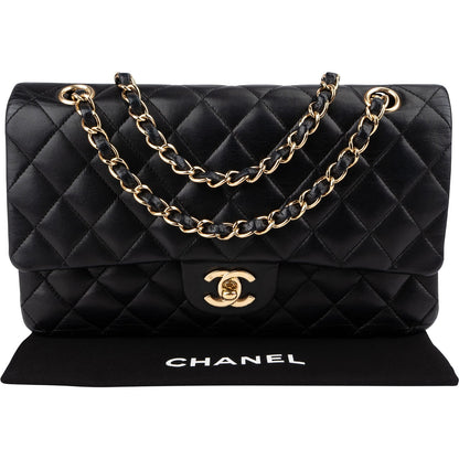 Chanel Quilted Lambskin CC Medium Double Flap Shoulder Bag
