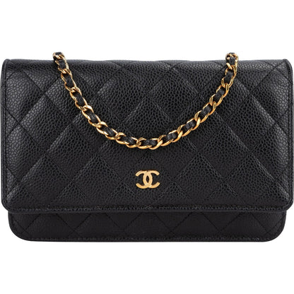Chanel Quilted Caviar Leather Wallet On Chain Crossbody Bag