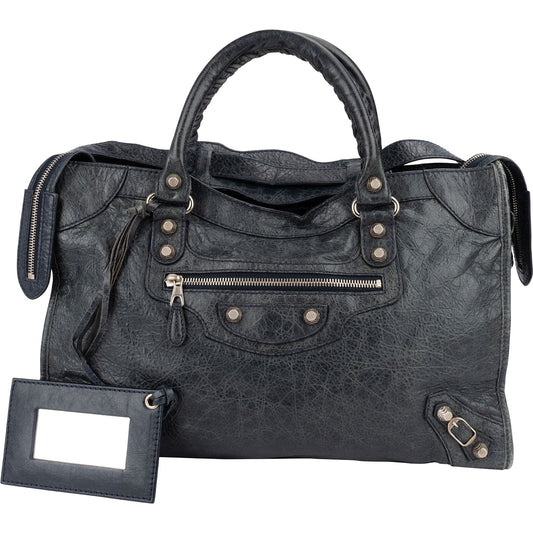 Balenciaga Dark Blue Leather City Handbag