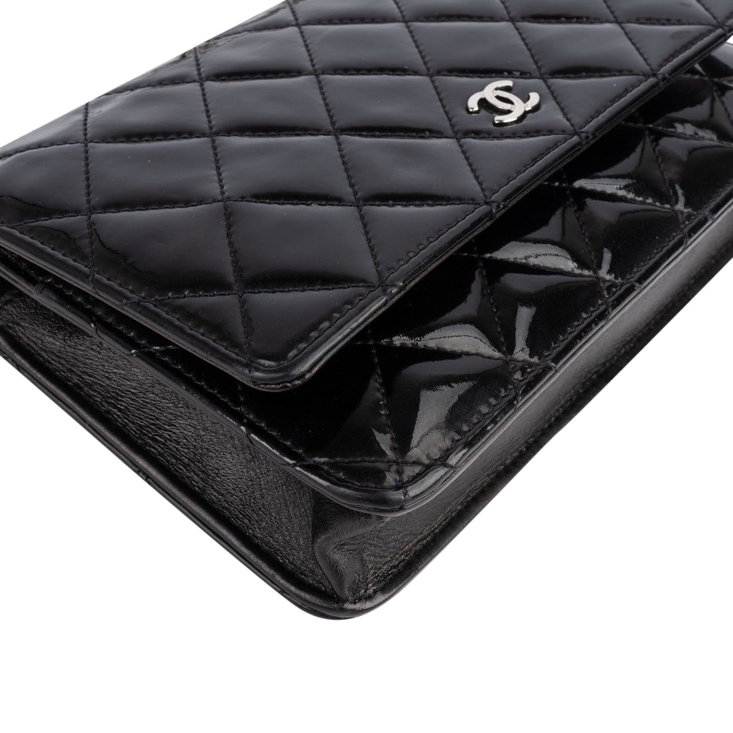 Chanel Quilted Patent Leather Wallet On Chain Crossbody Bag