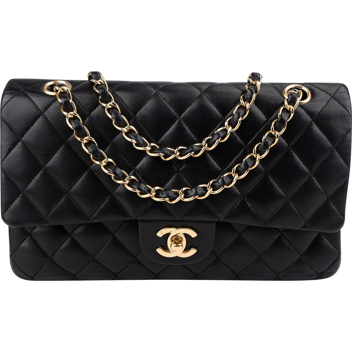 Chanel Quilted Lambskin CC Medium Double Flap Shoulder Bag