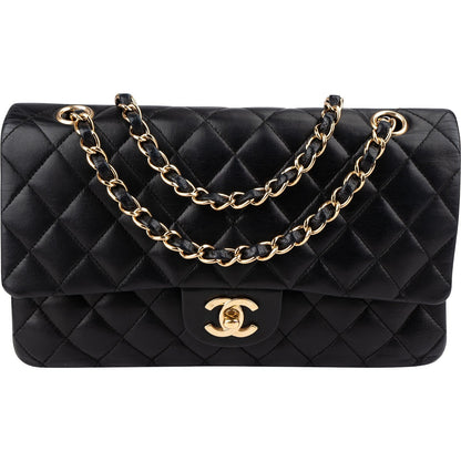Chanel Quilted Lambskin CC Medium Double Flap Shoulder Bag