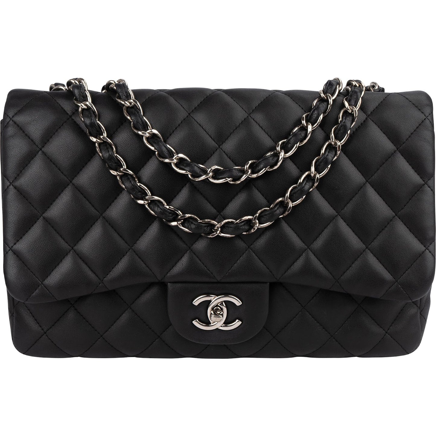 Chanel Quilted Lambskin Jumbo Single Flap Crossbody Bag