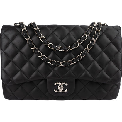 Chanel Quilted Lambskin Jumbo Single Flap Crossbody Bag
