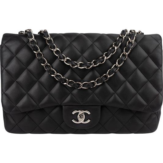 Chanel Quilted Lambskin Jumbo Single Flap Crossbody Bag