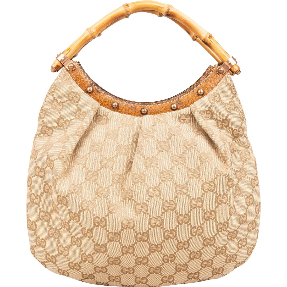 Gucci Monogram GG Canvas Bamboo Handle Handbag